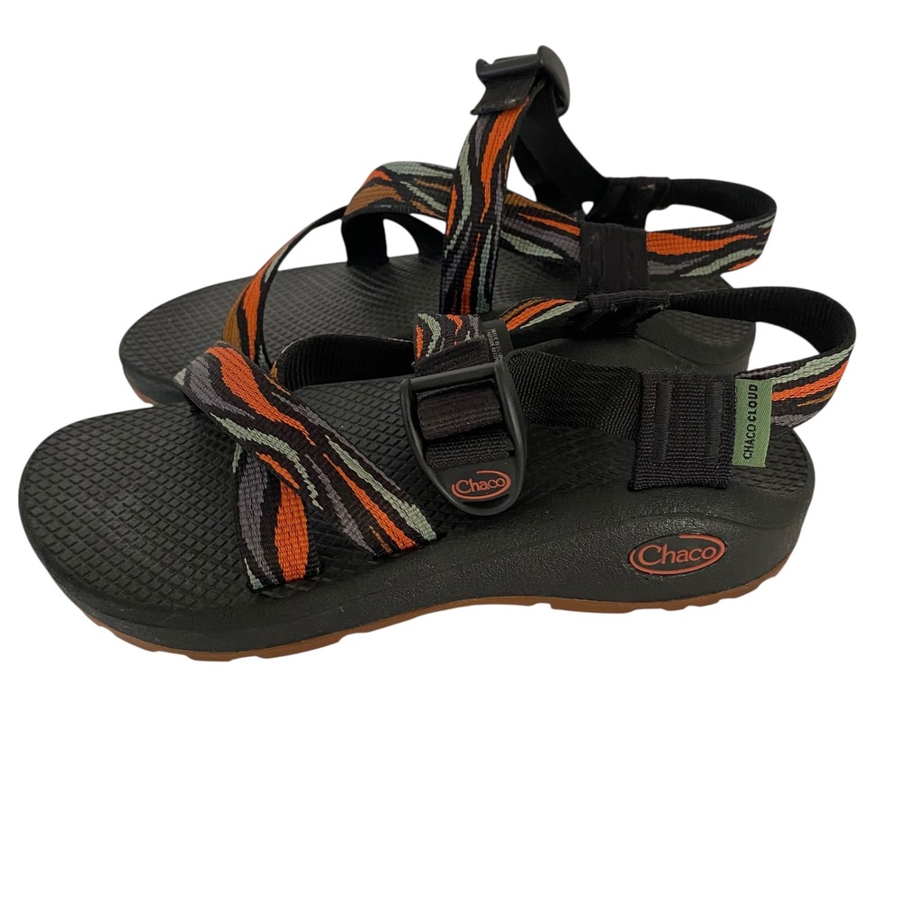 Chaco Z/Cloud Womens Sandals Size 5‎ Black Orange Pattern Strappy Hiking